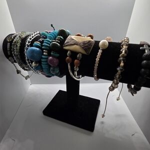 Elegant Multicolor Beaded Bracelets,  Set of 9